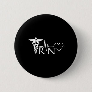Nurse Rn Heartbeat Graduation Womens Gift 6 Cm Round Badge