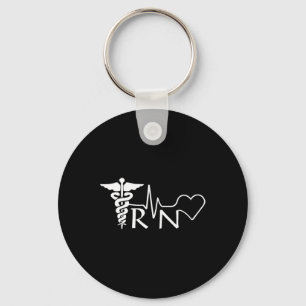 Nurse Rn Heartbeat Graduation Womens Gift Key Ring