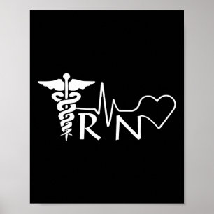 Nurse Rn Heartbeat Graduation Womens Gift  Poster