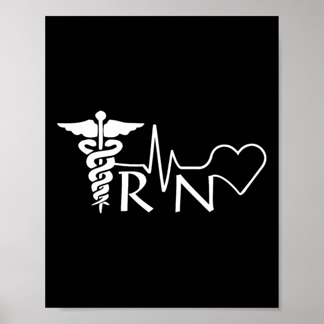Nurse Rn Heartbeat Graduation Womens Gift  Poster (Front)