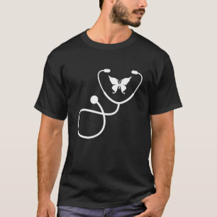 Nurse RN LPN Doctor Stethoscope with a Butterfly T-Shirt
