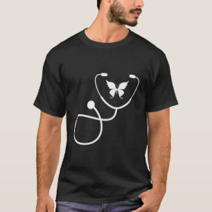 Nurse Rn Lpn Doctor Stethoscope With A Butterfly T-Shirt