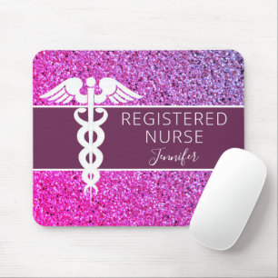 Nurse RN Medical Purple Glitter Personalised Mouse Pad