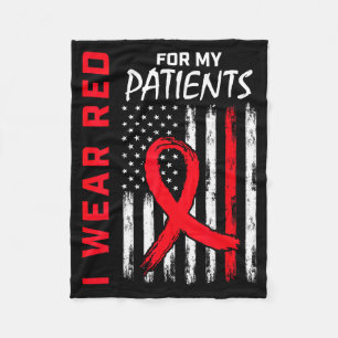 Nurse Rn Red For My Patients Heart Disease Awarene Fleece Blanket
