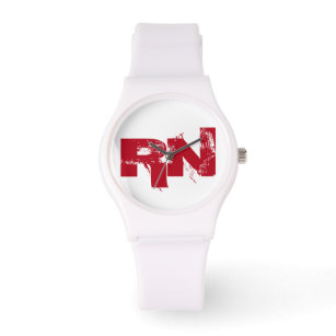 Nurse RN White Red Typography Custom Watch