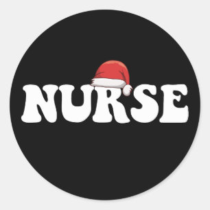 Nurse Santa Hat Christmas Nursing Classic Round Sticker