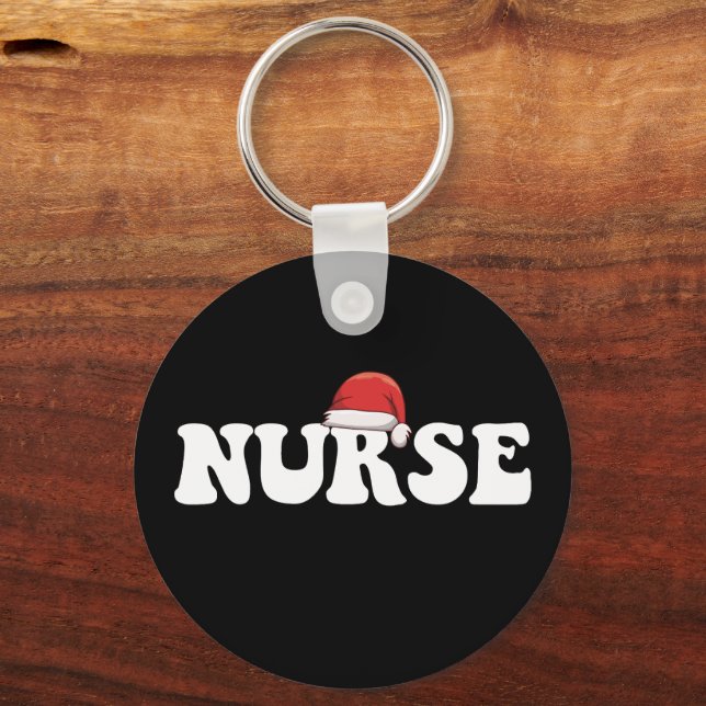 Nurse Santa Hat Christmas Nursing Key Ring (Front)