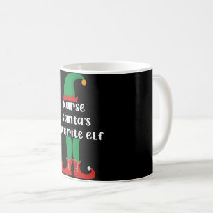 Nurse Santa's Favorite Elf Funny Nurse Christmas Coffee Mug