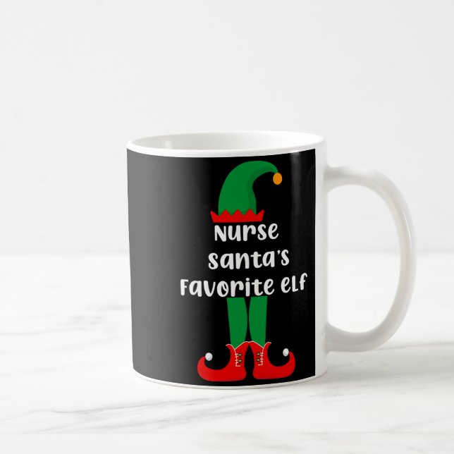 Nurse Santas Favorite Elf Funny Nurse Christmas  Coffee Mug (Right)