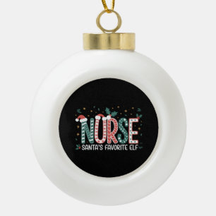Nurse Santa's Favourite Elf Christmas Inspirationa Ceramic Ball Christmas Ornament