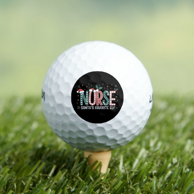 Nurse Santa's Favourite Elf Christmas Inspirationa Golf Balls (Insitu Tee)