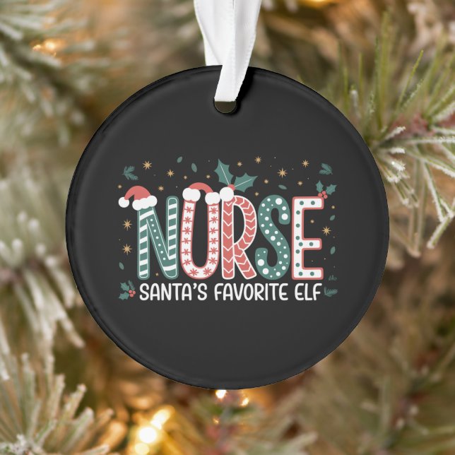 Nurse Santa's Favourite Elf Christmas Inspirationa Ornament (Tree)