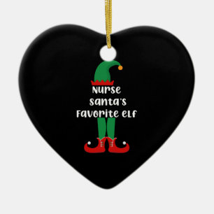 Nurse Santa's Favourite Elf Funny Nurse Christmas Ceramic Ornament