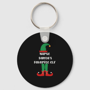 Nurse Santa's Favourite Elf Funny Nurse Christmas Key Ring