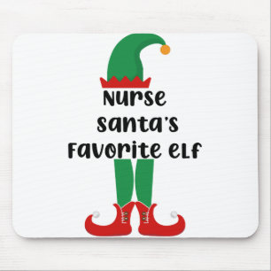 Nurse Santa's Favourite Elf Funny Nurse Christmas Mouse Pad