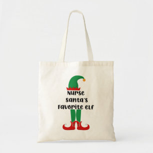 Nurse Santa's Favourite Elf Funny Nurse Christmas Tote Bag