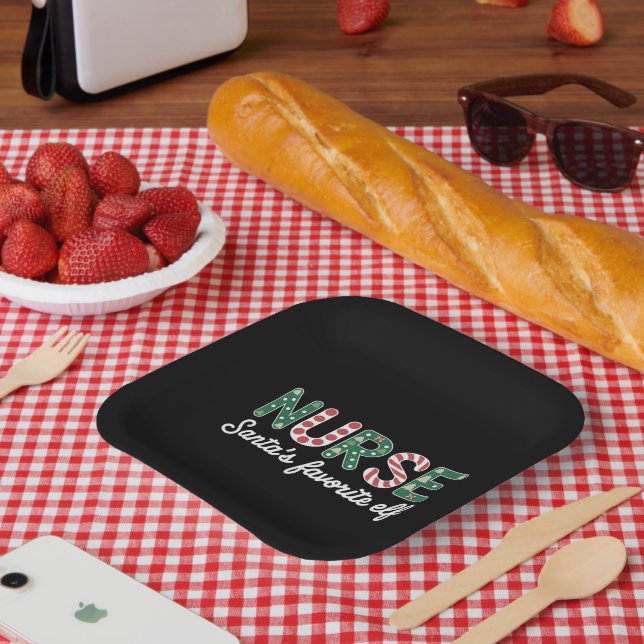 Nurse Santa's Favourite Elf Life Nurse Day Gifts  Paper Plate (Picnic)