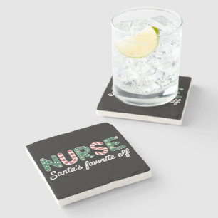 Nurse Santa's Favourite Elf Life Nurse Day Gifts Stone Coaster