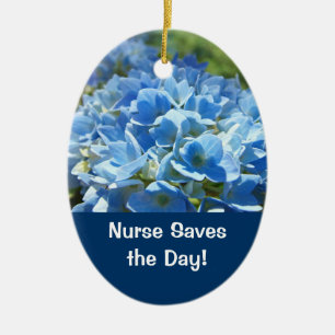 Nurse Saves the Day! oranments Nurses gifts Floral Ceramic Tree Decoration