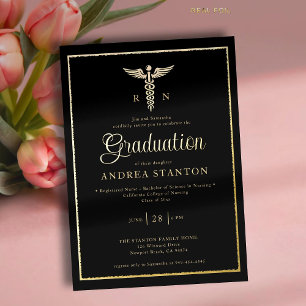 Nurse School Graduation Frame Caduceum Modern Gold