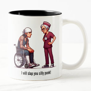 Nurse Schooling the Tough Gang Member Patient Two-Tone Coffee Mug