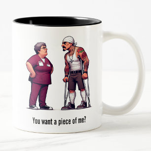 Nurse Schooling the Tough Gang Member Patient Two-Tone Coffee Mug