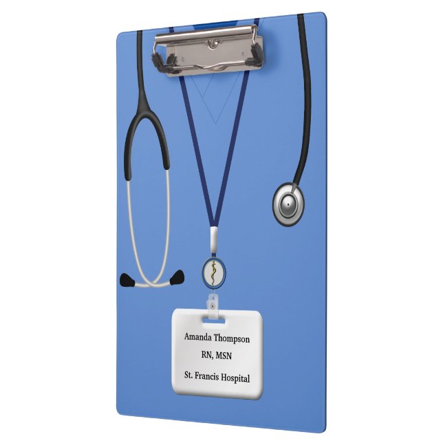 Nurse Scrubs In Blue Clipboard (Left)