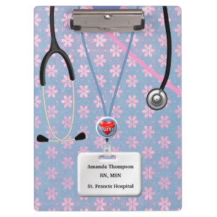 Nurse Scrubs In Flower Pattern Clipboard