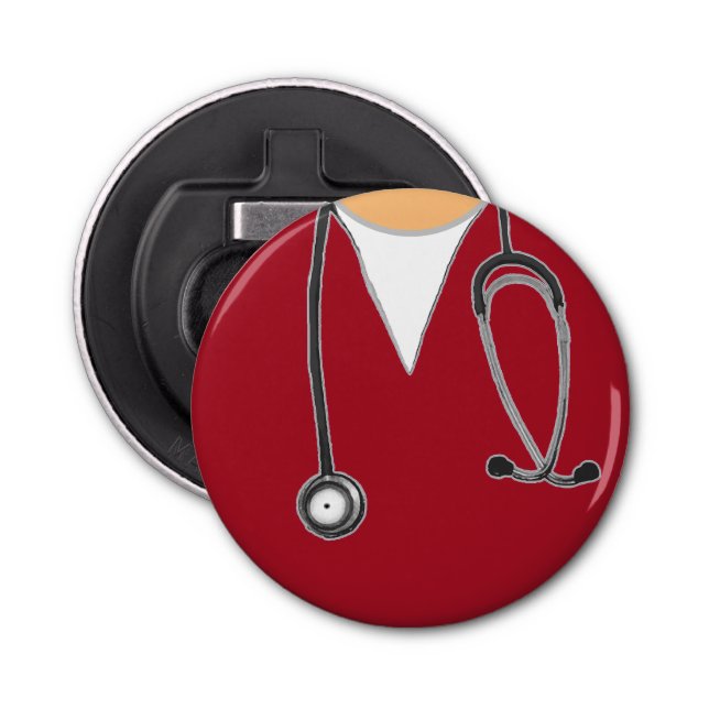 Nurse Scrubs Red Bottle Opener (Front)