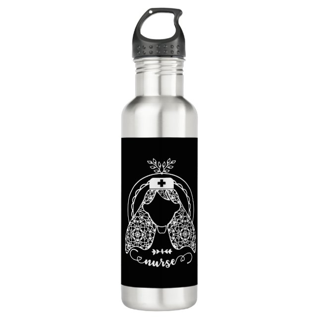 Nurse Shirt Nurse Mandala Nurse Gift Nursing 710 Ml Water Bottle (Front)