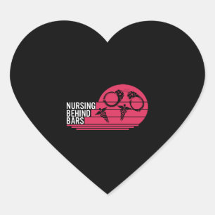 Nurse Shirt, Nursing Behind Bars Tee, RN Gift Heart Sticker