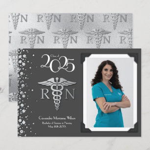Nurse Silver Graduation Announcement Grey