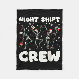 Nurse Skeleton Dancing Christmas Night Shift Crew Fleece Blanket