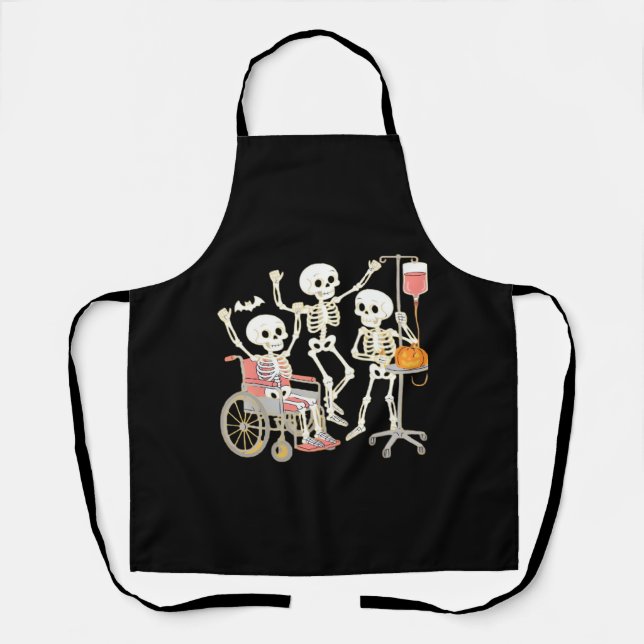 Nurse Skeleton Funny Halloween Healthcare Essentia Apron (Front)