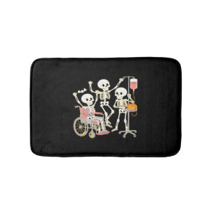 Nurse Skeleton Funny Halloween Healthcare Essentia Bath Mat