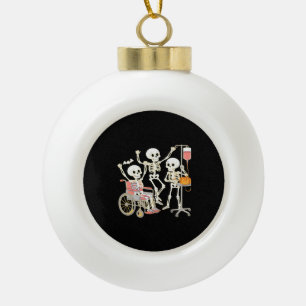 Nurse Skeleton Funny Halloween Healthcare Essentia Ceramic Ball Christmas Ornament