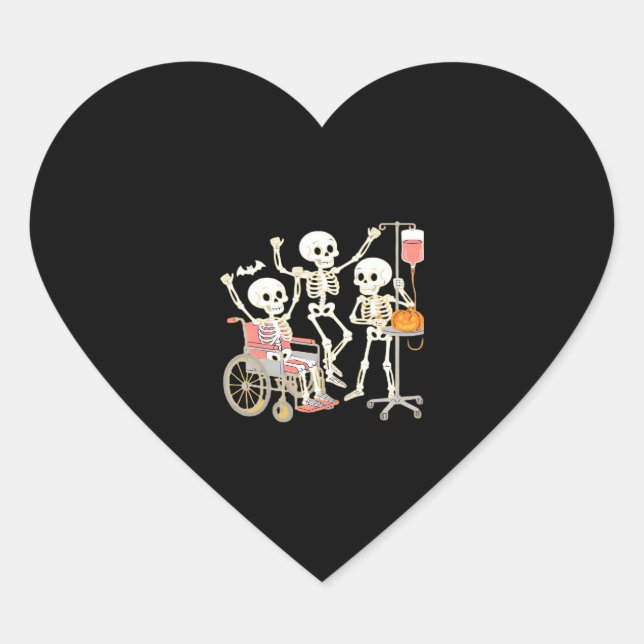 Nurse Skeleton Funny Halloween Healthcare Essentia Heart Sticker (Front)
