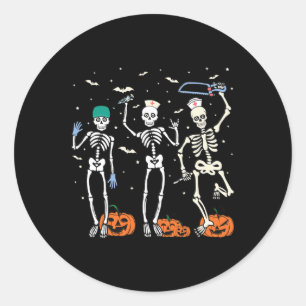 Nurse Skeleton Halloween Healthcare 1  Classic Round Sticker