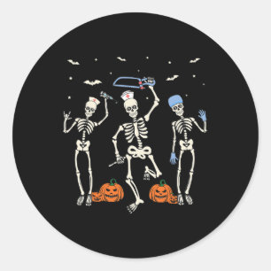 Nurse Skeleton Halloween Healthcare Classic Round Sticker