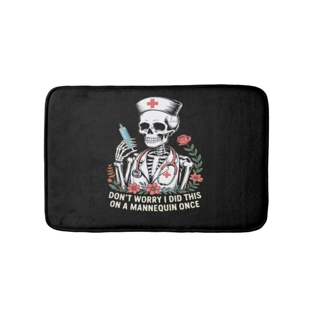 Nurse Skeleton Joke Humour Halloween Essential T-S Bath Mat (Front)