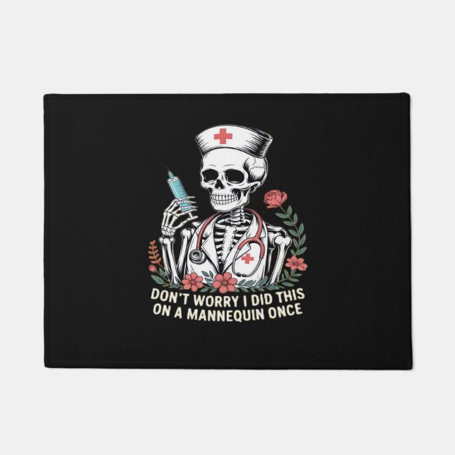 Nurse Skeleton Joke Humour Halloween Essential T-S Doormat (Front)