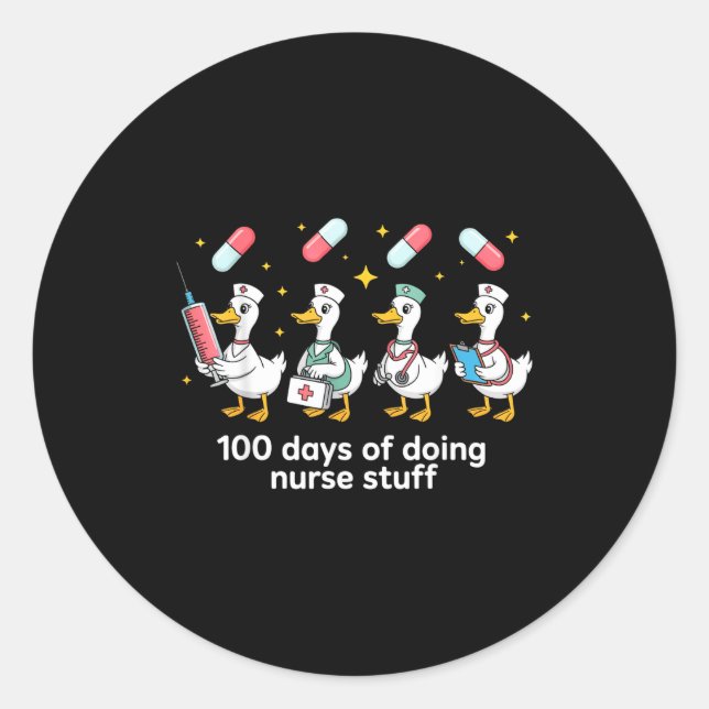 Nurse Skeleton New Year Crew 2026 Funny Er Icu Par Classic Round Sticker (Front)