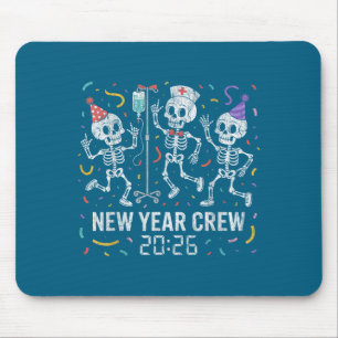 Nurse Skeleton New Year Crew 2026 Funny Er Icu Par Mouse Pad