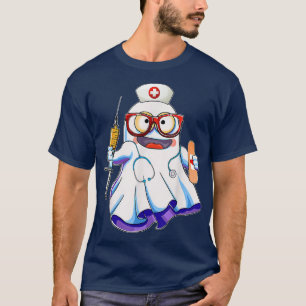 Nurse Smiling Ghost Halloween Costume Women Nursin T-Shirt