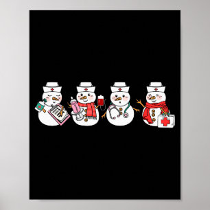 Nurse Snowman Squad Nursing Rn Registered Funny Ch Poster