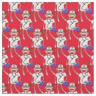 Nurse Sock Monkey Fabric Red