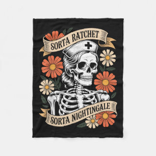 Nurse Sorta Ratchet Sorta Nightingale Skeleton Hal Fleece Blanket