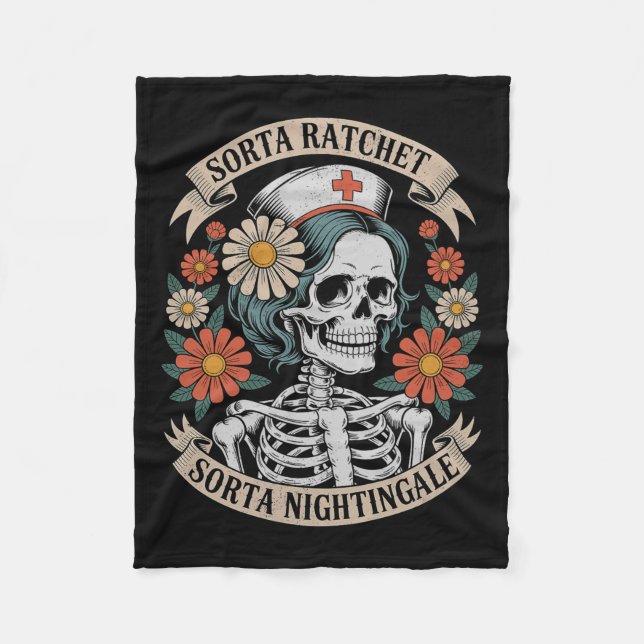 Nurse Sorta Ratchet Sorta Nightingale Skeleton Hal Fleece Blanket (Front)