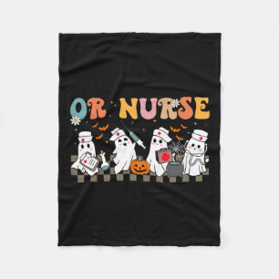 Nurse Spooky Ghost Halloween Cute Nursing Costume Fleece Blanket