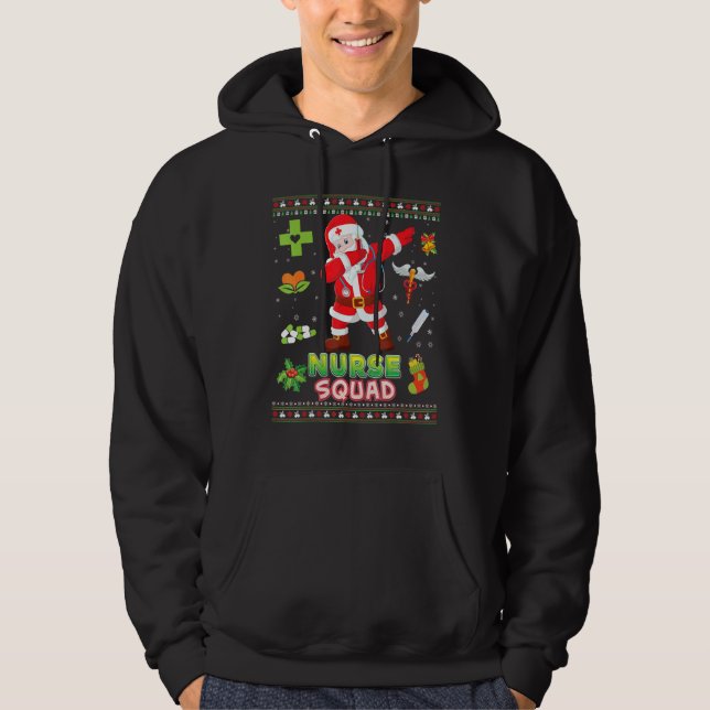 Nurse Squad Dabbing Santa Christmas Sweater Ugly M (Front)